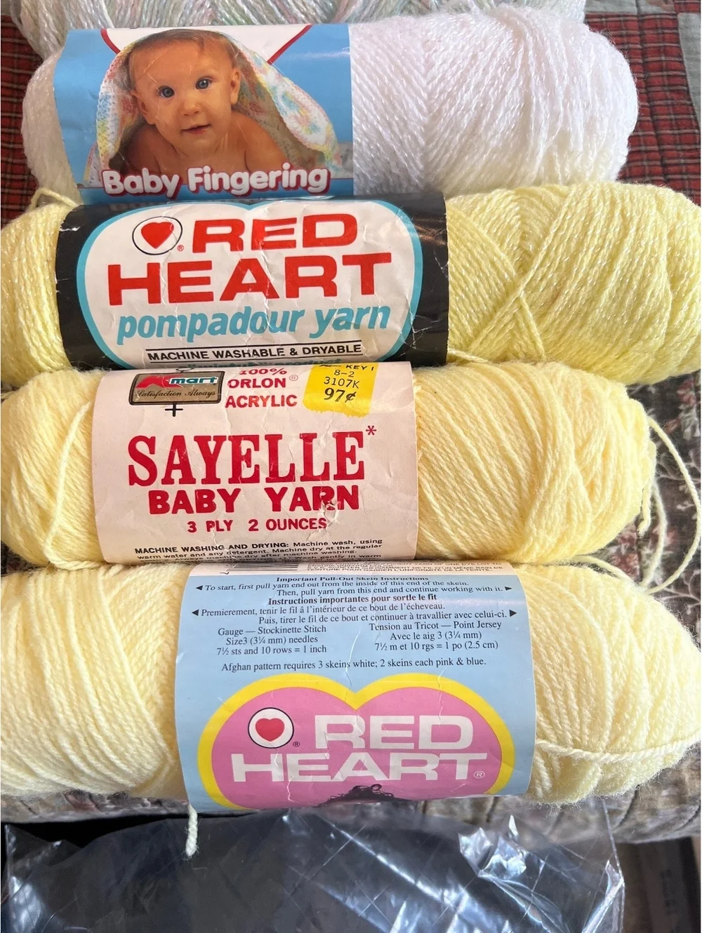 Red Heart Baby Fingering and Sayelle Baby Yarn Bundle